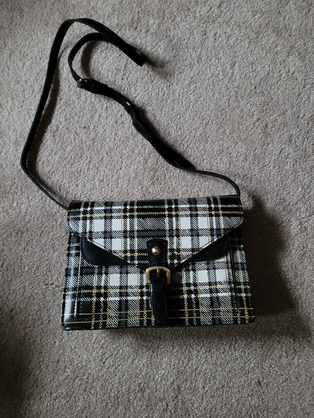 Patricia Nash Cassano Crossbody Black & White Plaid Ln Condition
